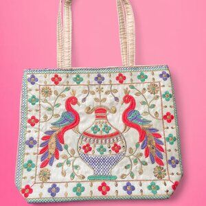 Vintage boho embroidered tote bag